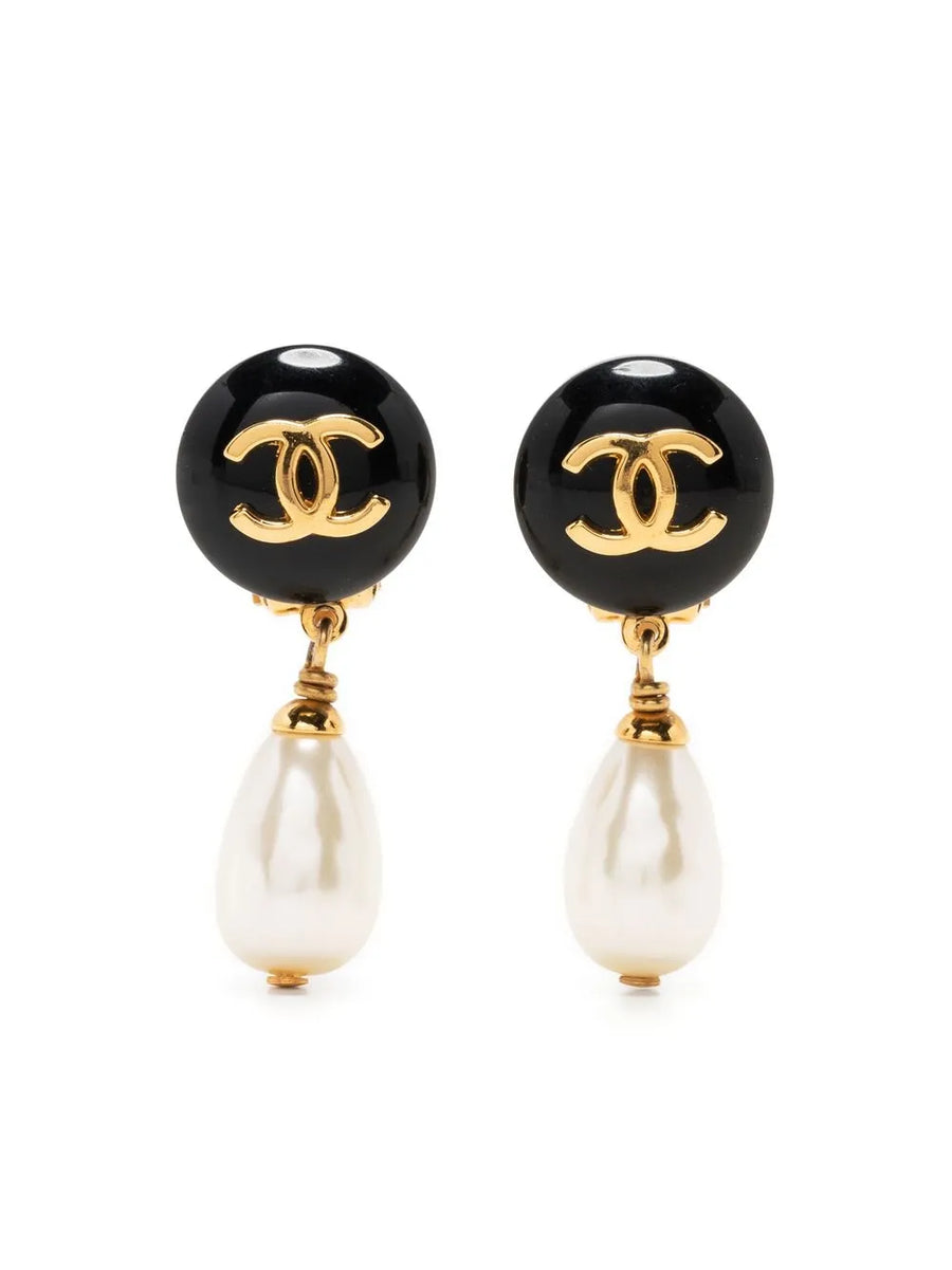 1997 CC pearl-embellished clip-on earrings