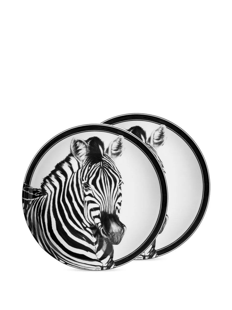 zebra-print porcelain soup plates (set of 2)