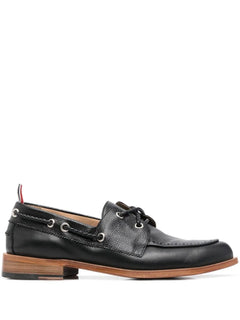 grosgrain-loop trim lace-up shoes