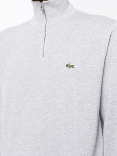 high-neck fine-ribbed sweatshirt