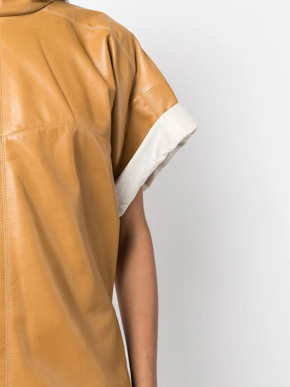 Baiao roll-sleeve leather top