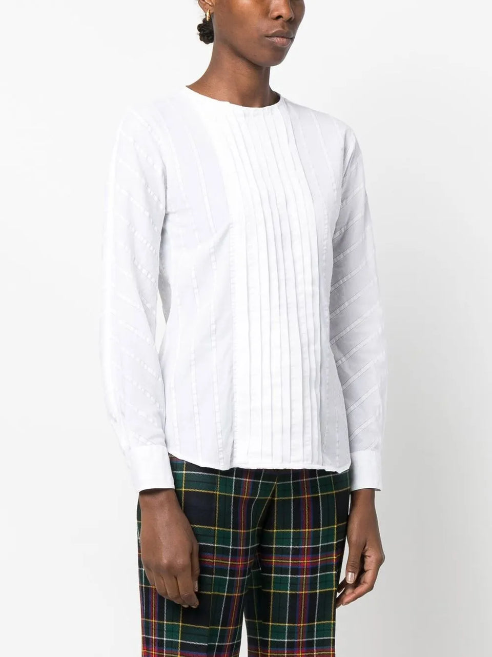 1970s pleated button-up shirt