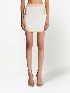 button-embellished knitted miniskirt