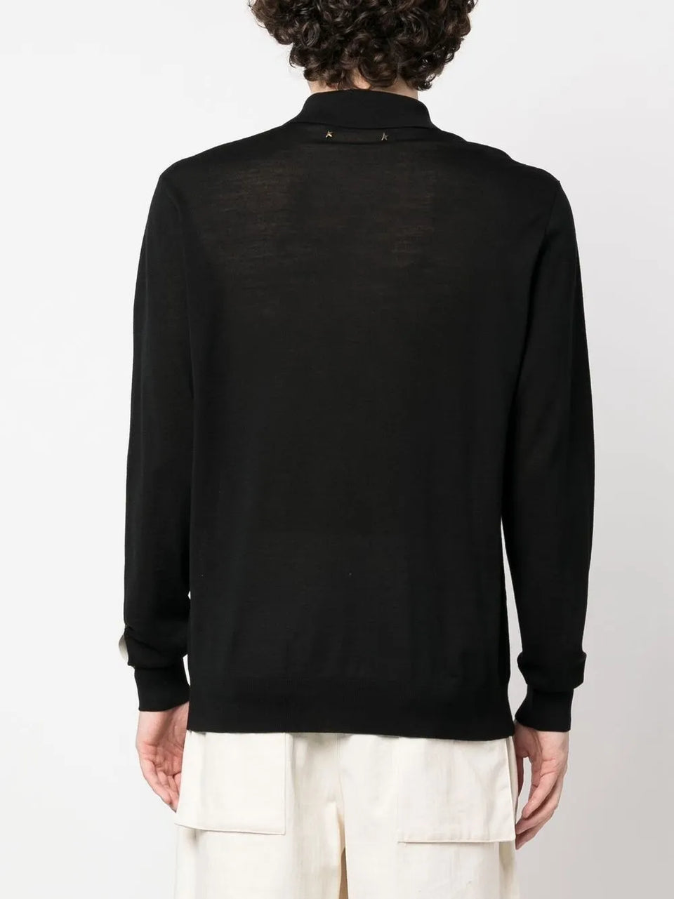 long-sleeve knitted polo shirt