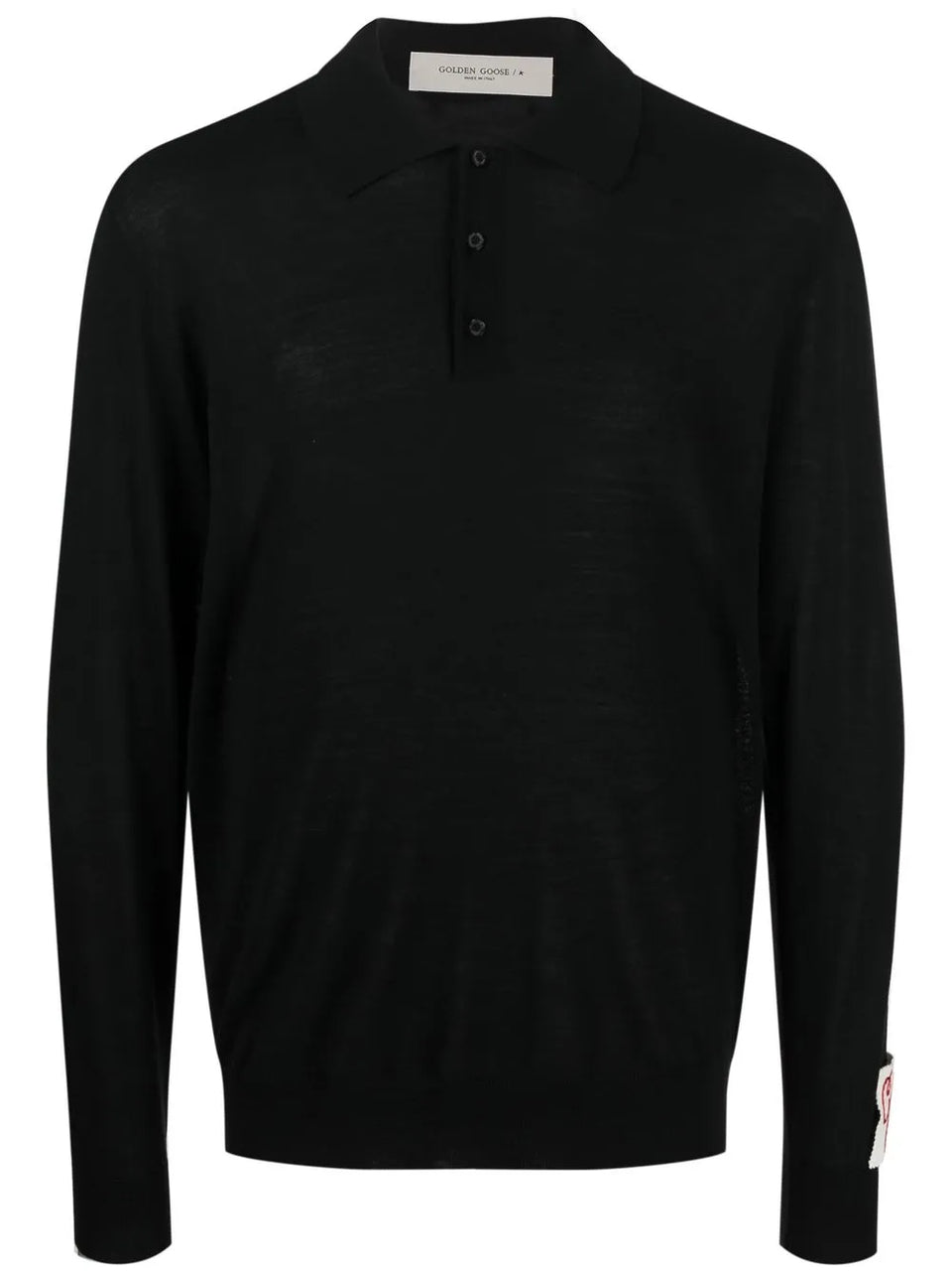 long-sleeve knitted polo shirt