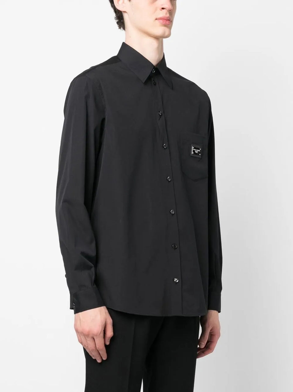 logo-plaque cotton-poplin shirt
