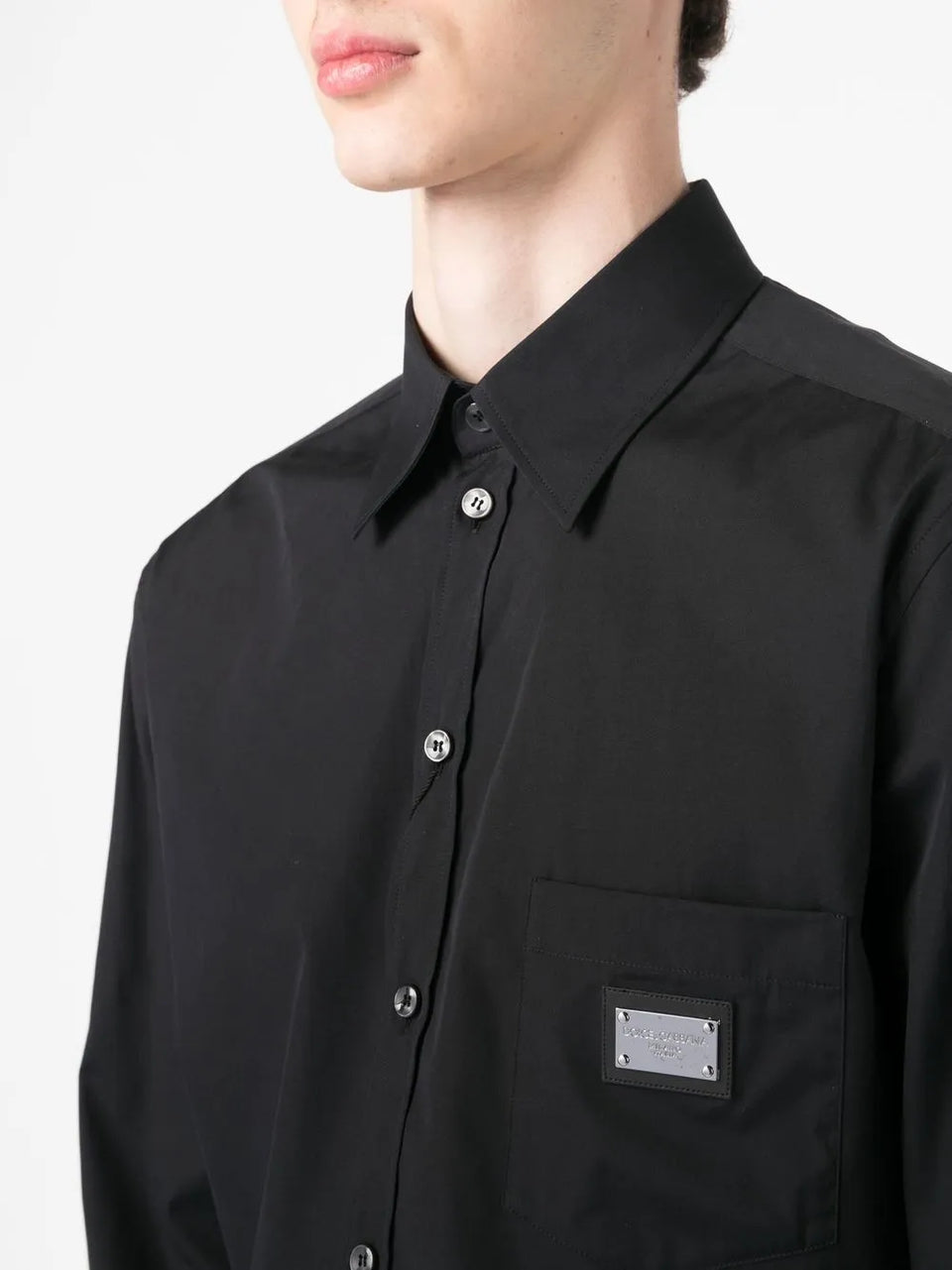 logo-plaque cotton-poplin shirt