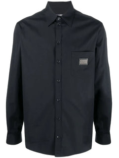logo-plaque cotton-poplin shirt