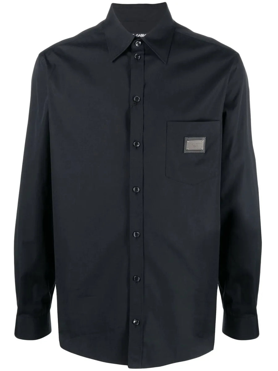 logo-plaque cotton-poplin shirt