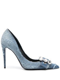 crystal-embellished denim pumps