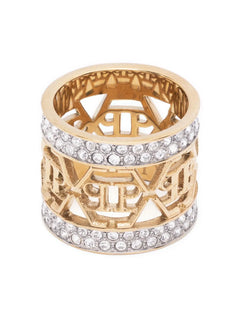 hexagonal logo-charm ring