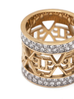 hexagonal logo-charm ring