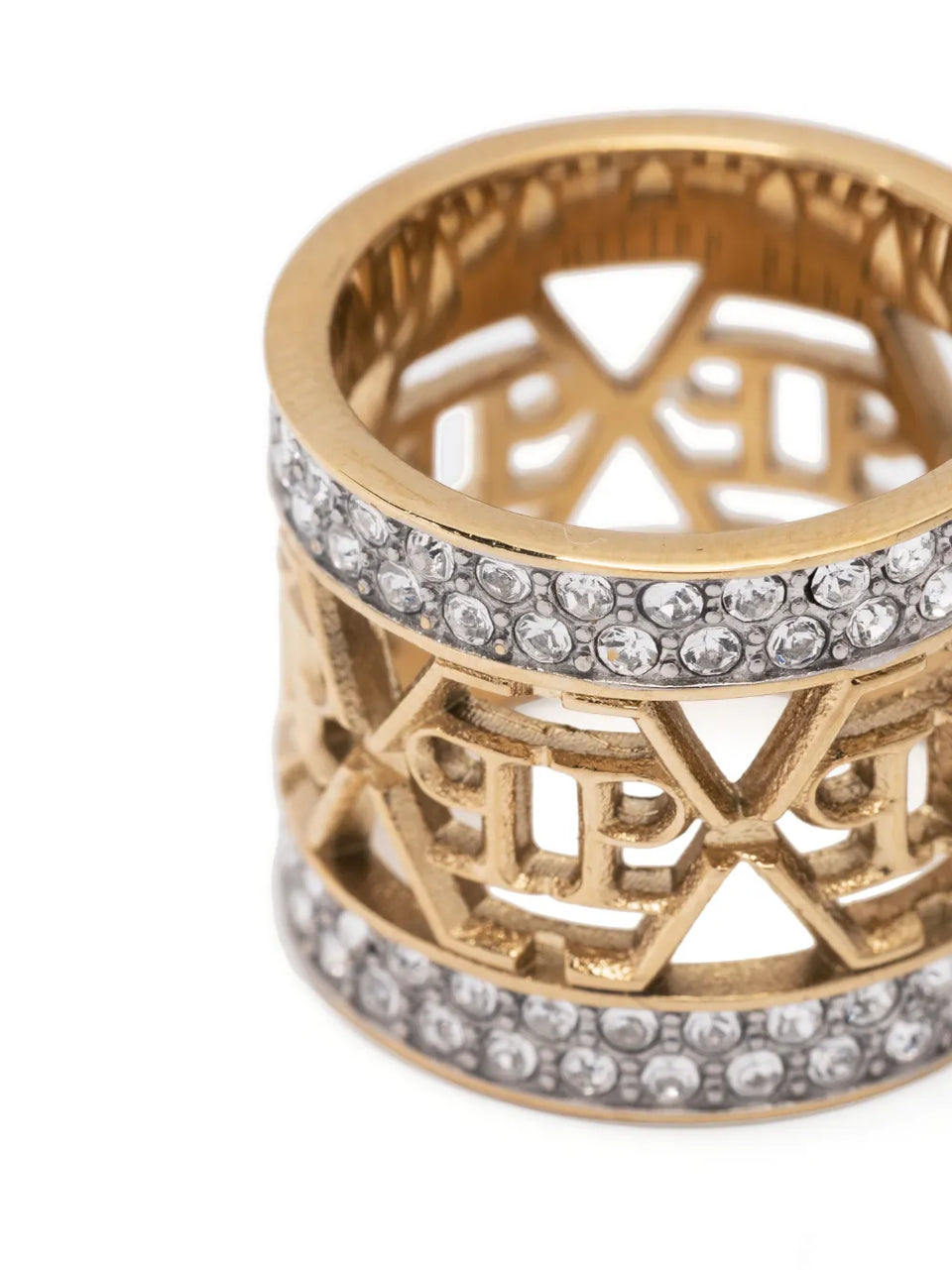 hexagonal logo-charm ring