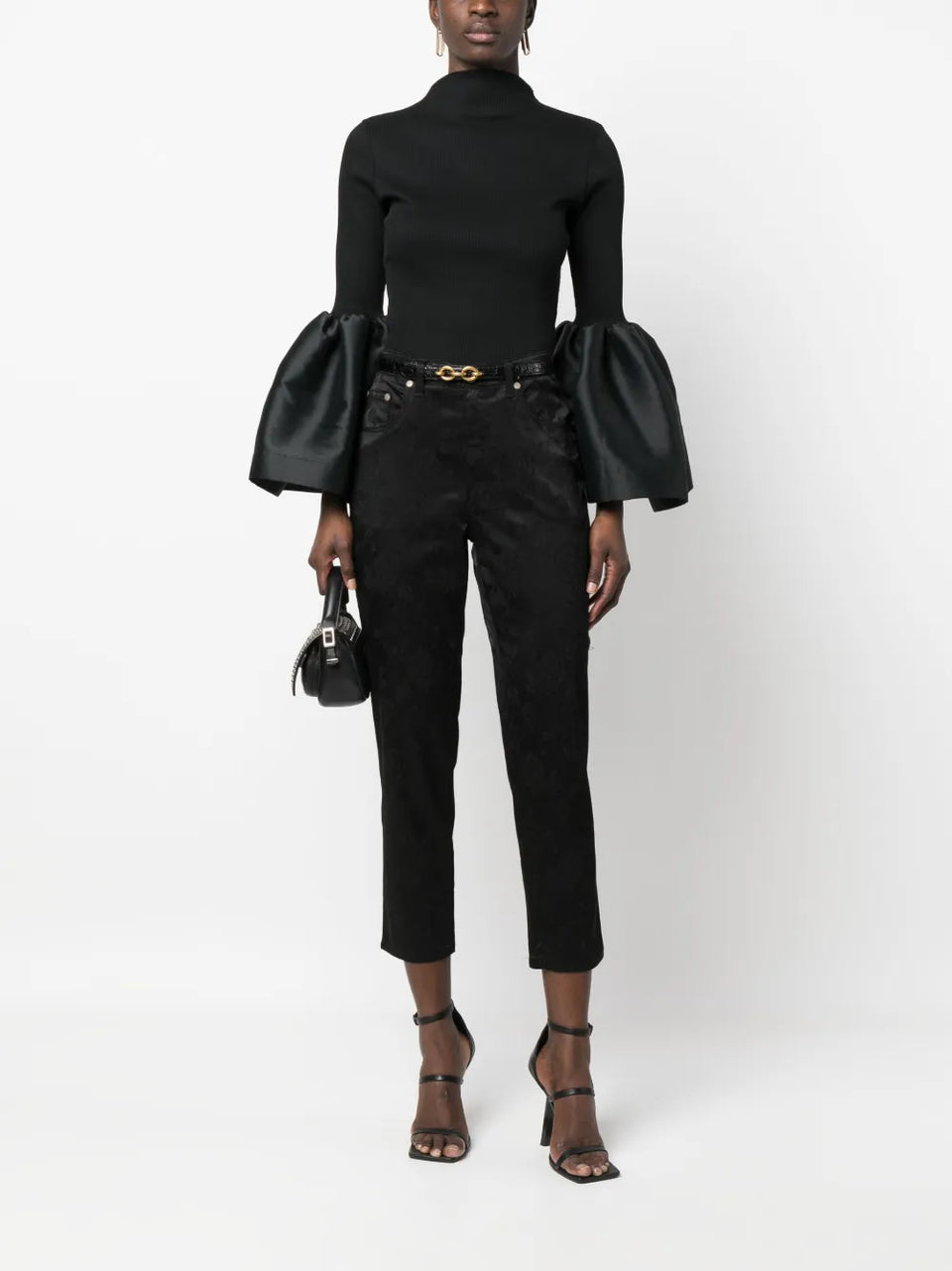 2000s floral-jacquard cropped trousers