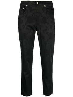 2000s floral-jacquard cropped trousers