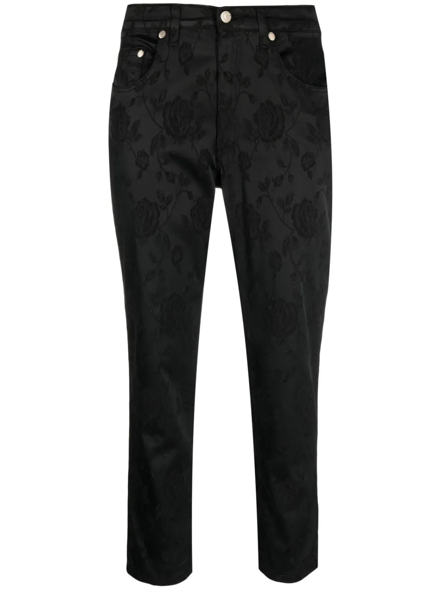 2000s floral-jacquard cropped trousers