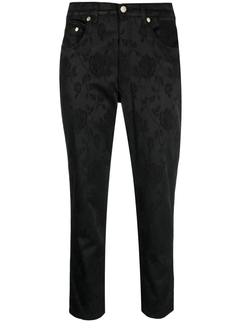 2000s floral-jacquard cropped trousers