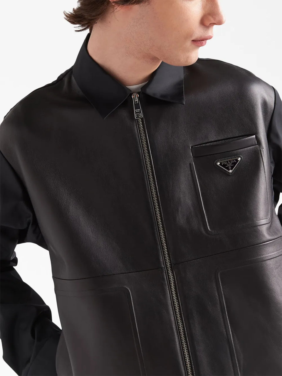 Re-Nylon leather jacket