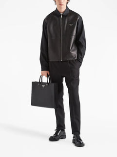 Re-Nylon leather jacket
