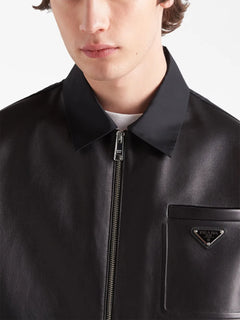 Re-Nylon leather jacket