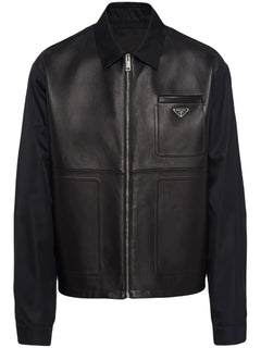 Re-Nylon leather jacket