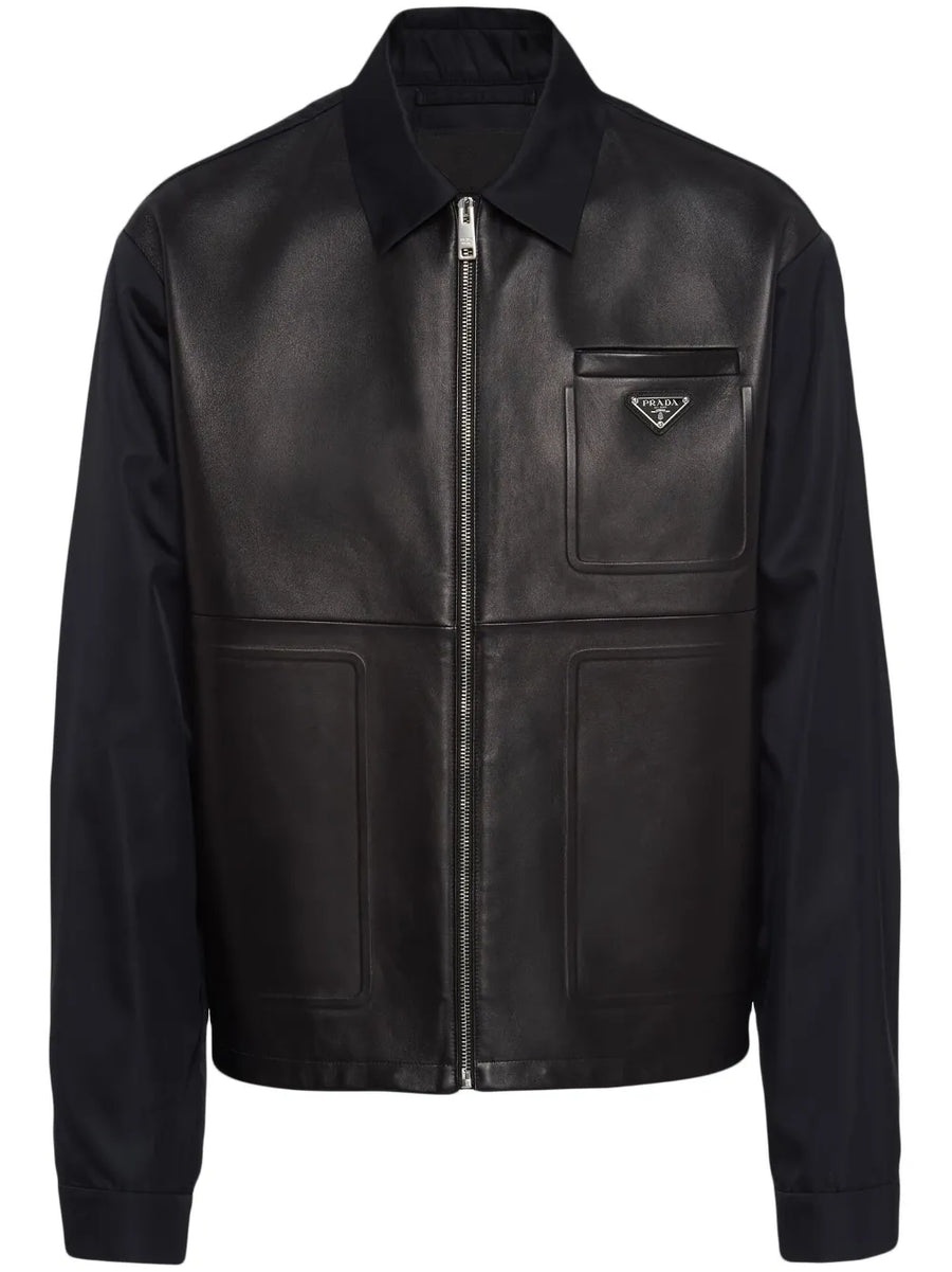 Re-Nylon leather jacket