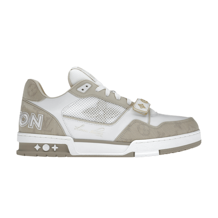 Louis Vuitton Trainer Sneaker Velcro Strap - Beige Monogram Denim