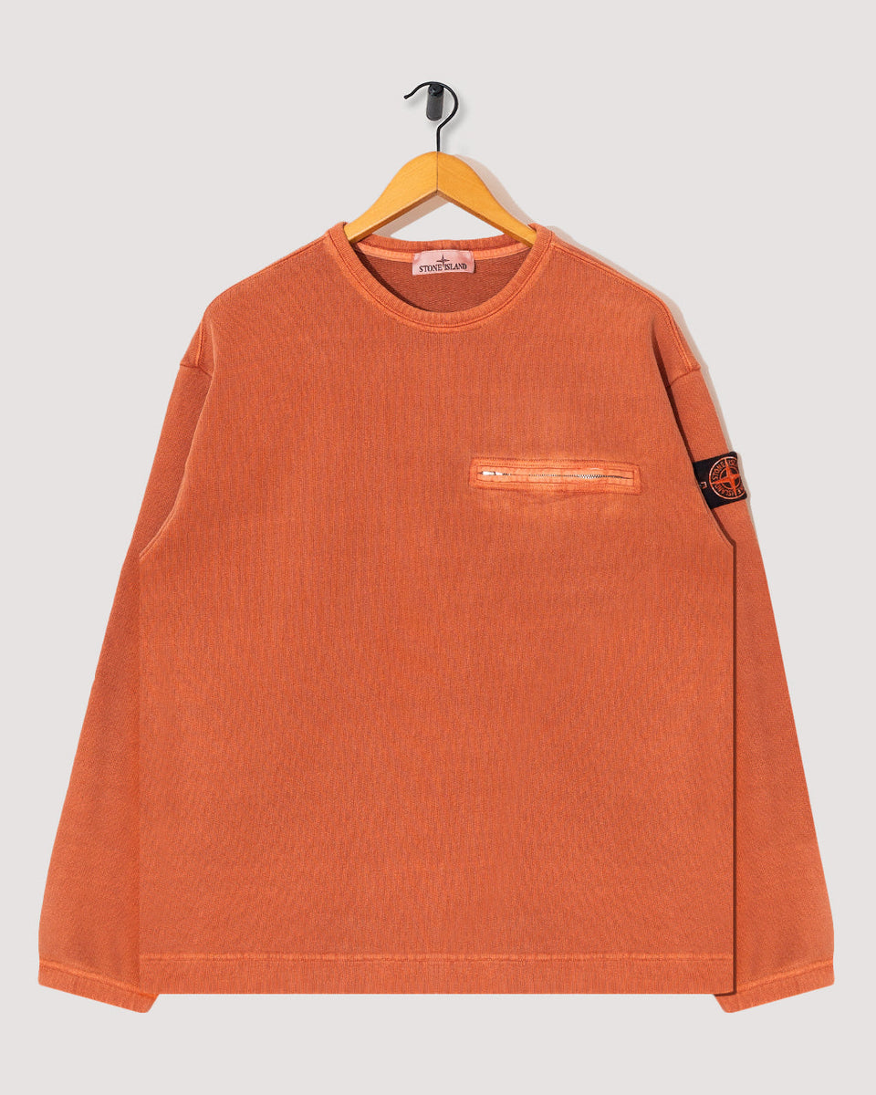 Stone Island Mineral Dyed Cotton Zip Sweatshirt - Brick Red V0015