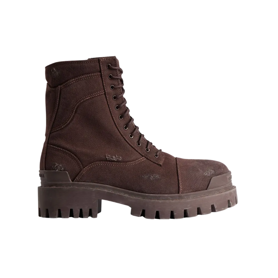 Balenciaga Combat Strike Boot In Dark Brown