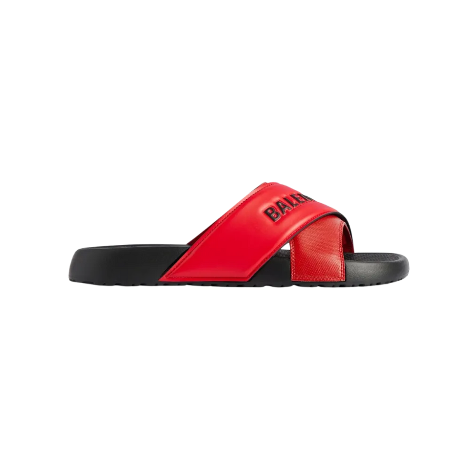 Balenciaga Sporty Pool Slide Sandal In Red