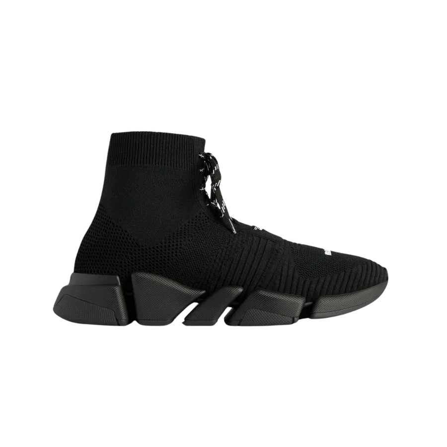 Balenciaga Speed 2.0 Lace-Up Recycled Knit Sneaker In Black
