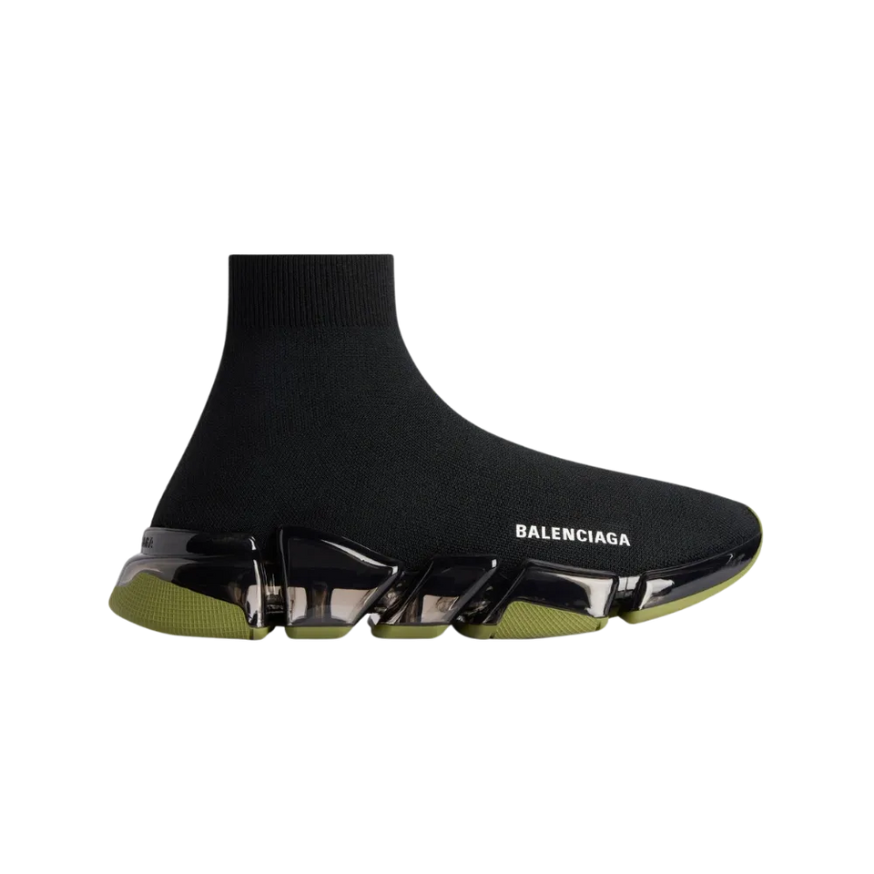 Balenciaga Speed 2.0 Full Clear Sole Recycled Knit Sneaker In Khaki