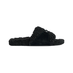 Balenciaga Furry Open Mule In Black