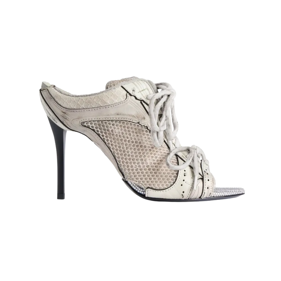 Balenciaga Stapler Sandal Heel In Grey
