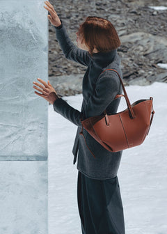 Polene Cyme Mini Textured Cognac