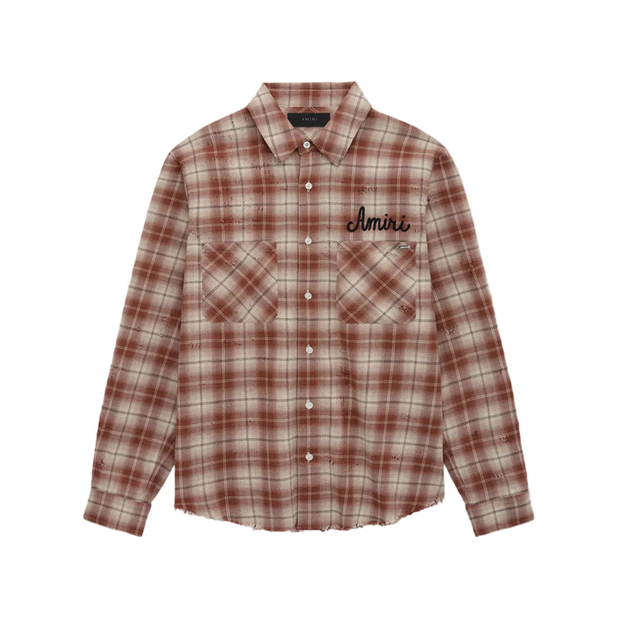 Amiri Shotgun Flannel Shirt 'Chocolate'