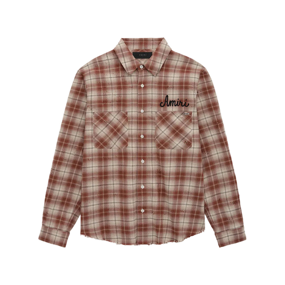 Amiri Shotgun Flannel Shirt 'Chocolate'