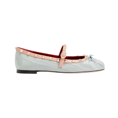 Valentino Mary-Jane Rockstud Ballerina In Moire Fabric 05mm Azure