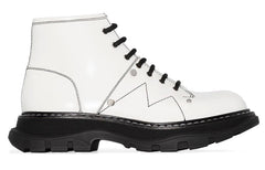 Alexander Mcqueen Tread Slick Lace Up Boot Ivory Black (Women'S)