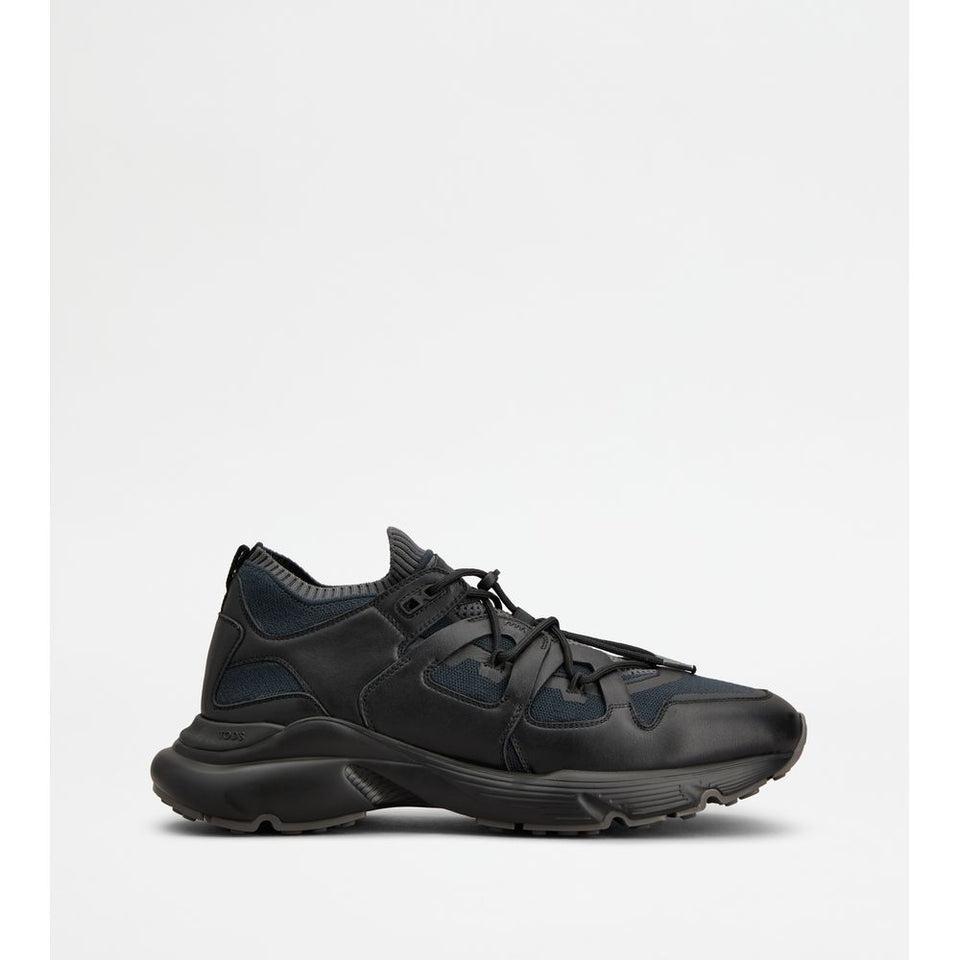 Tod's Tods Sneakers In Leather And Technical Fabric Black Mens