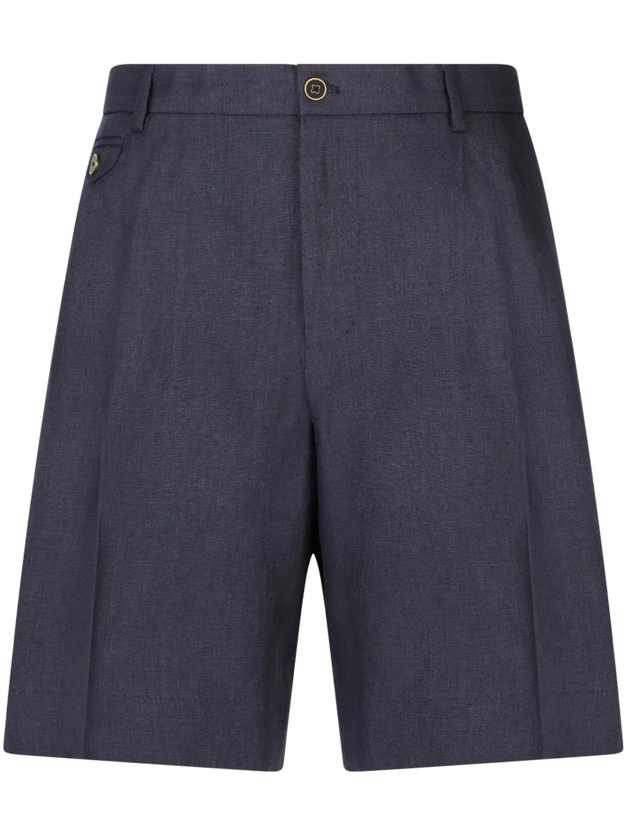 above-knee linen tailored shorts