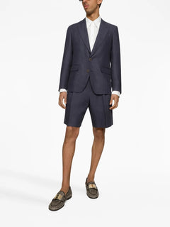 above-knee linen tailored shorts