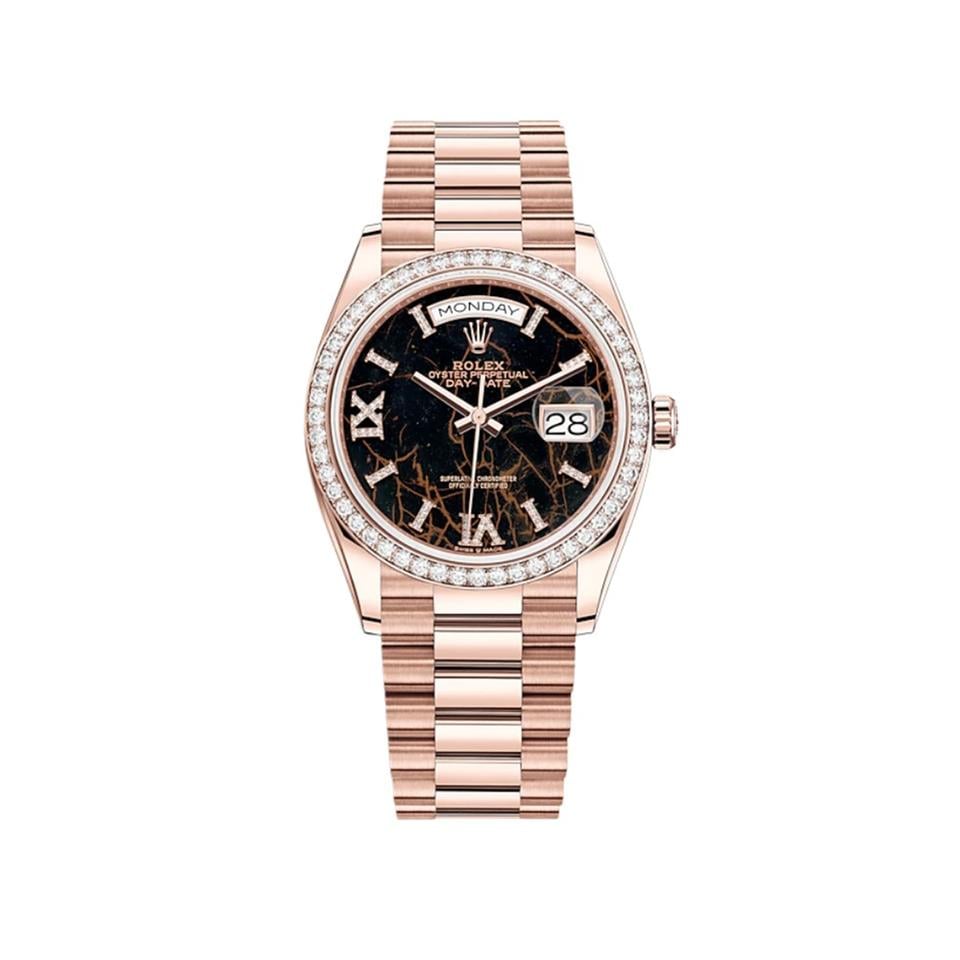 Rolex | Day-Date | 128345RBR | Rose gold | 36 mm | Rose gold | Brown | Automatic