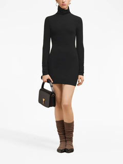 high-neck knitted minidress
