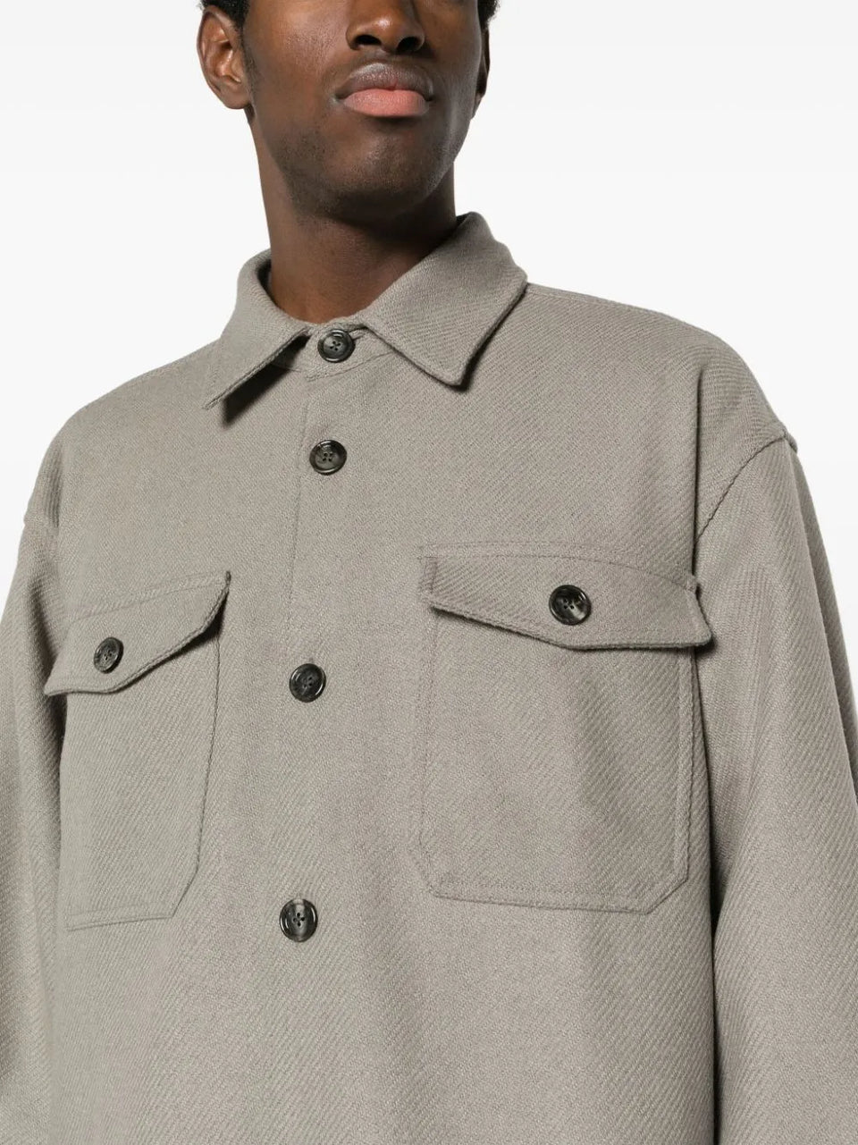 spread-collar wool-blend shirt jacket