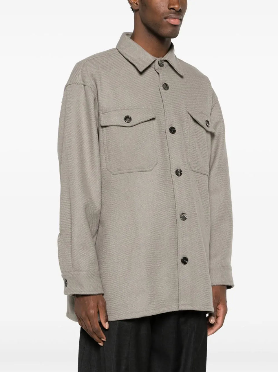 spread-collar wool-blend shirt jacket