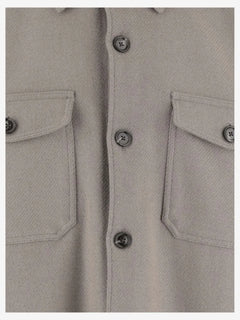 spread-collar wool-blend shirt jacket