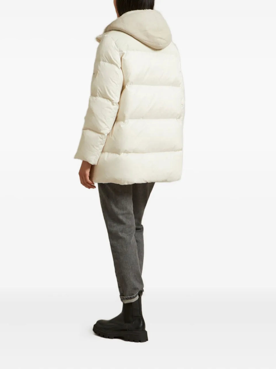 hooded flap-pocket coat