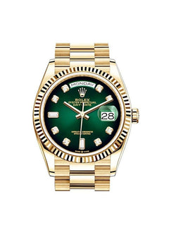 Rolex | Day-Date | 128348 | Yellow gold | Gold/Steel | Green | Automatic