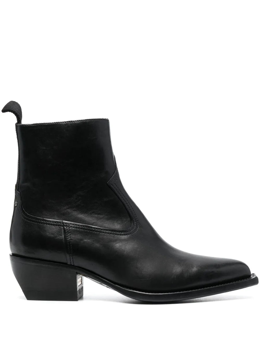 50mm pointed-toe leather boots
